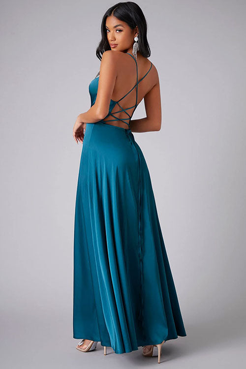 Rowangirl Fashionable And Elegant Long Dress With Suspenders