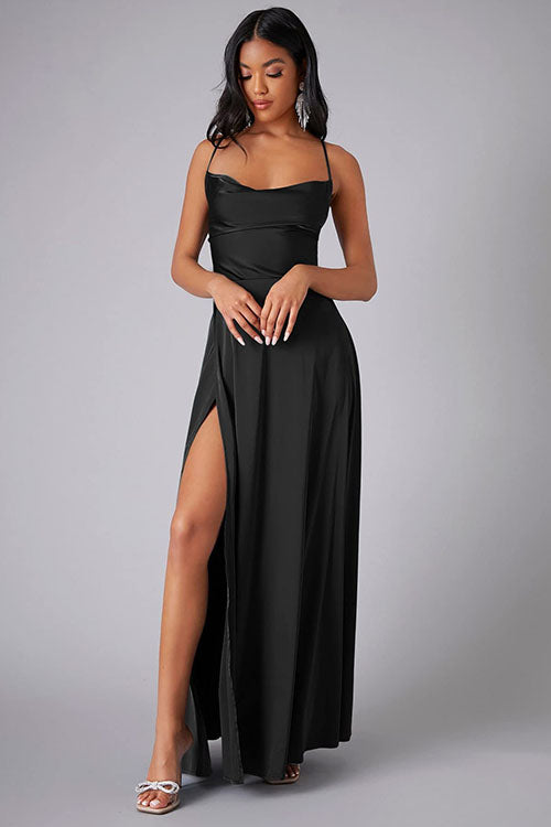 Rowangirl Fashionable And Elegant Long Dress With Suspenders