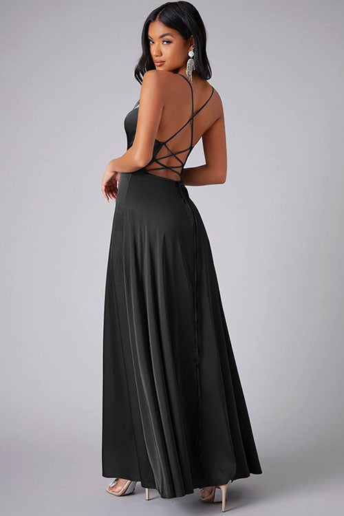 Rowangirl Fashionable And Elegant Long Dress With Suspenders