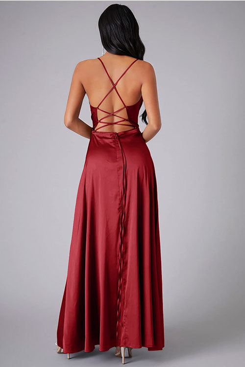 Rowangirl Fashionable And Elegant Long Dress With Suspenders