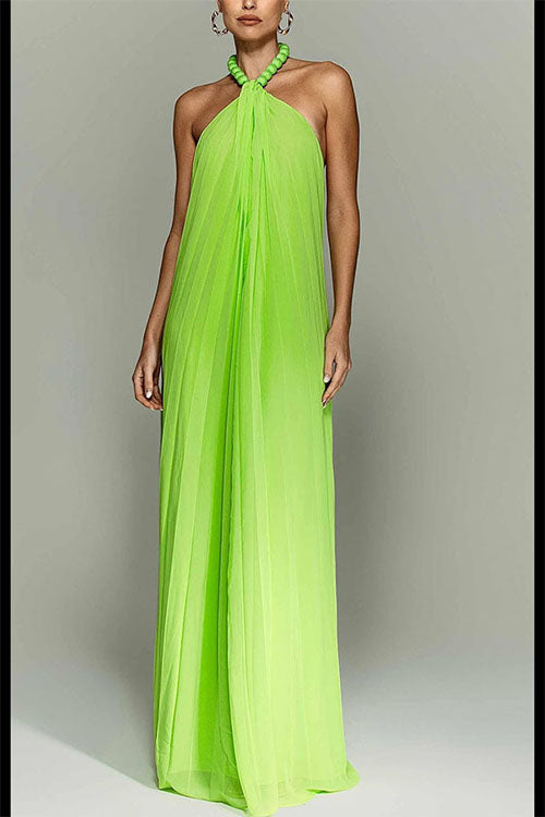 Rowangirl Chiffon Pleated Halter Neck Dress