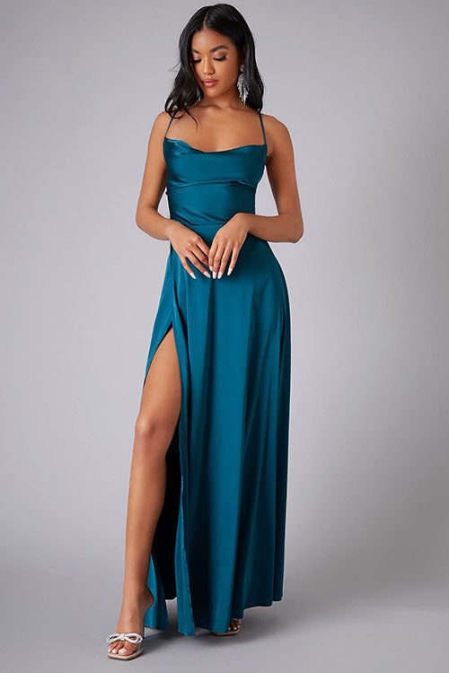 Rowangirl Fashionable And Elegant Long Dress With Suspenders