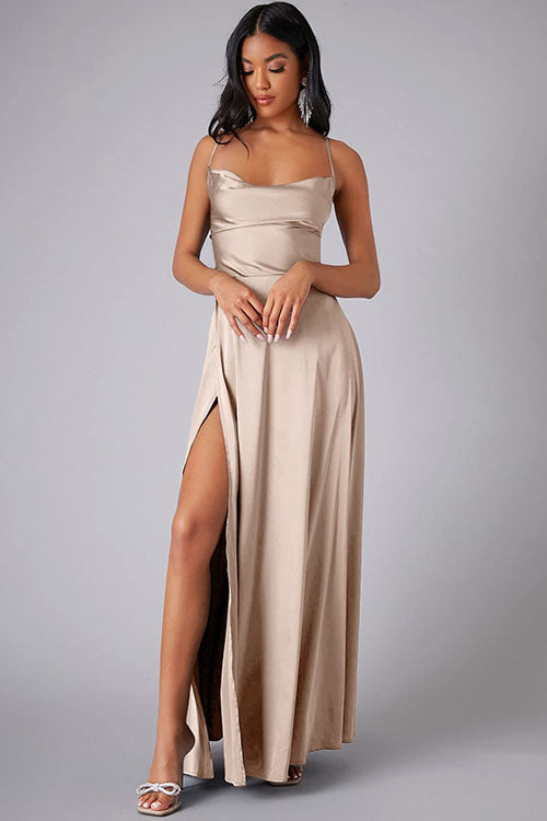 Rowangirl Fashionable And Elegant Long Dress With Suspenders