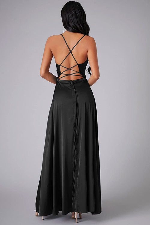 Rowangirl Fashionable And Elegant Long Dress With Suspenders