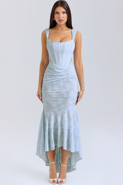 Rowangirl Square Neck Sleeveless Fishtail Sling Maxi Dress