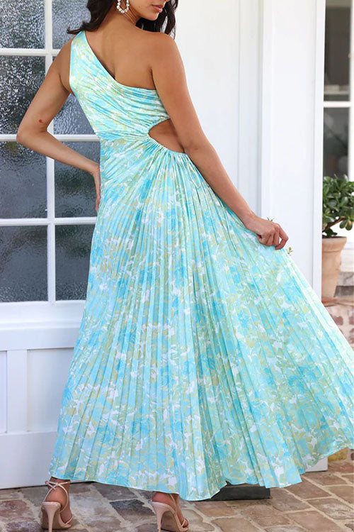 Rowangirl  Elegant Slant Collar Pleated Dress