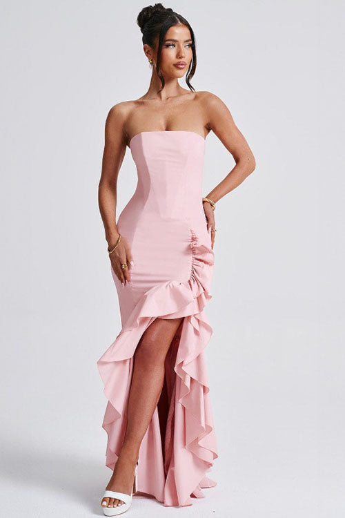 Rowangirl Fashion Tube Top Irregular Dress