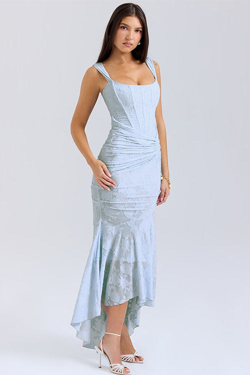 Rowangirl Square Neck Sleeveless Fishtail Sling Maxi Dress