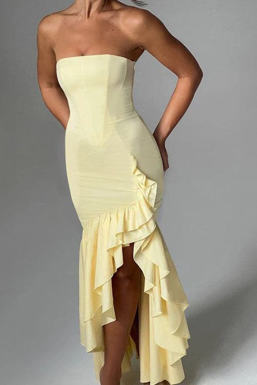 Rowangirl Fashion Tube Top Irregular Dress