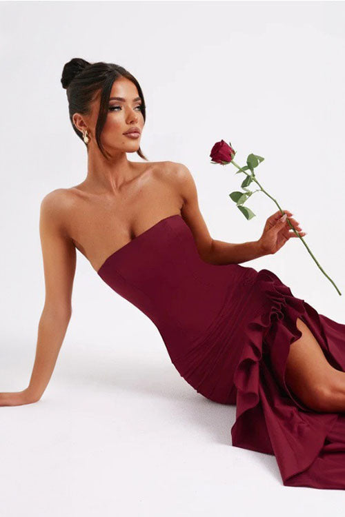 Rowangirl Fashion Tube Top Irregular Dress