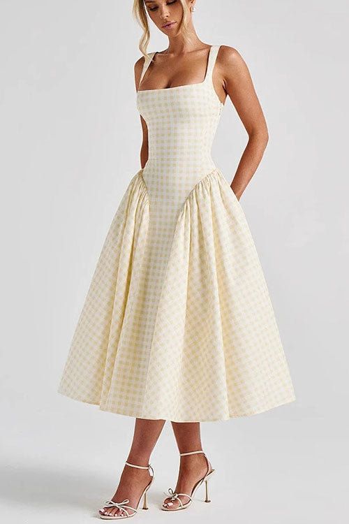 Rowangirl Elegant Plaid Dress With Suspenders