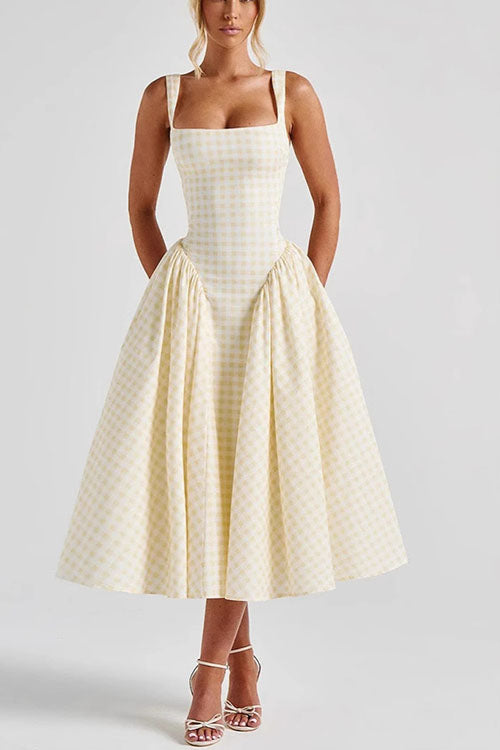 Rowangirl Elegant Plaid Dress With Suspenders