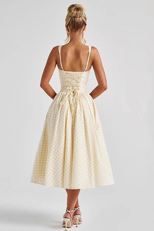 Rowangirl Elegant Plaid Dress With Suspenders