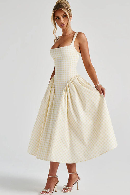 Rowangirl Elegant Plaid Dress With Suspenders