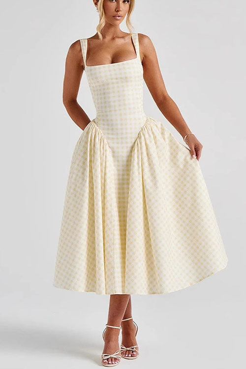 Rowangirl Elegant Plaid Dress With Suspenders