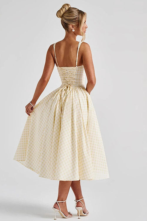 Rowangirl Elegant Plaid Dress With Suspenders