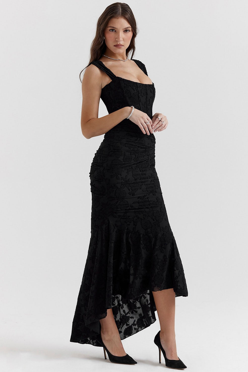 Rowangirl Square Neck Sleeveless Fishtail Sling Maxi Dress