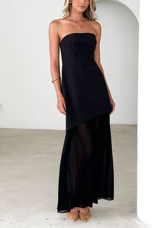 Rowangirl  Temperament Slim Fit Mesh Patchwork Dress