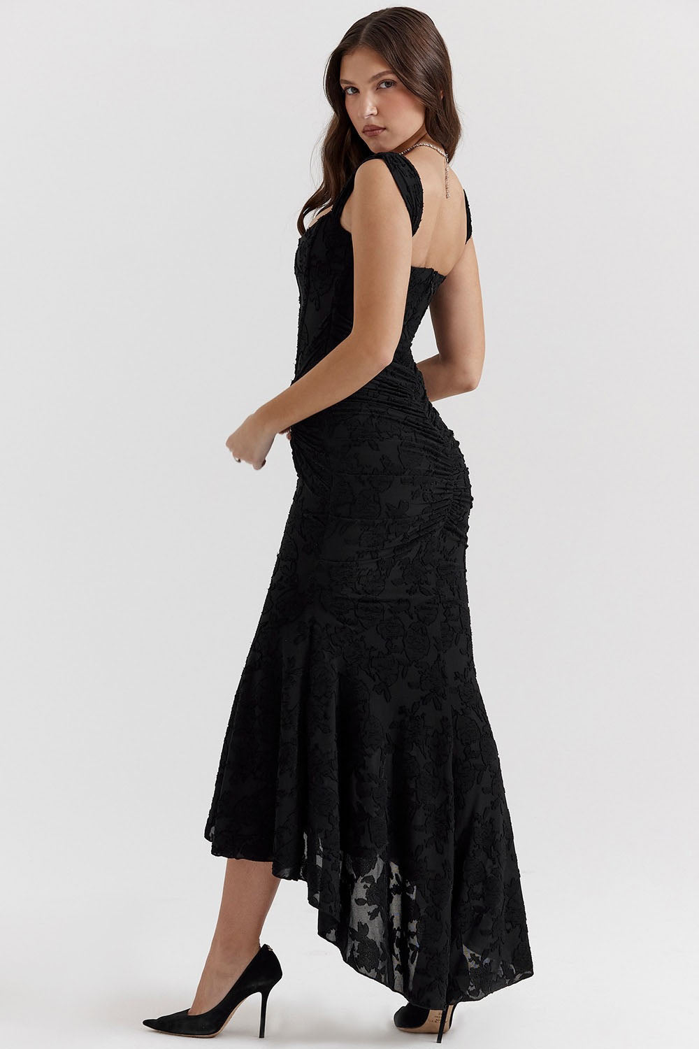 Rowangirl Square Neck Sleeveless Fishtail Sling Maxi Dress