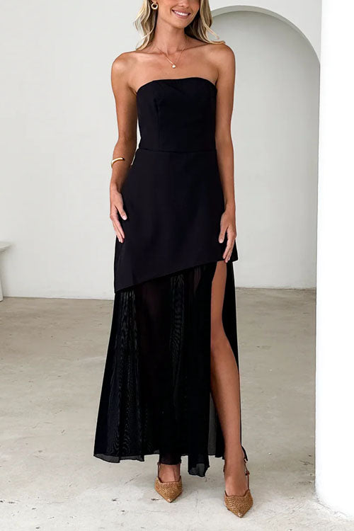 Rowangirl  Temperament Slim Fit Mesh Patchwork Dress