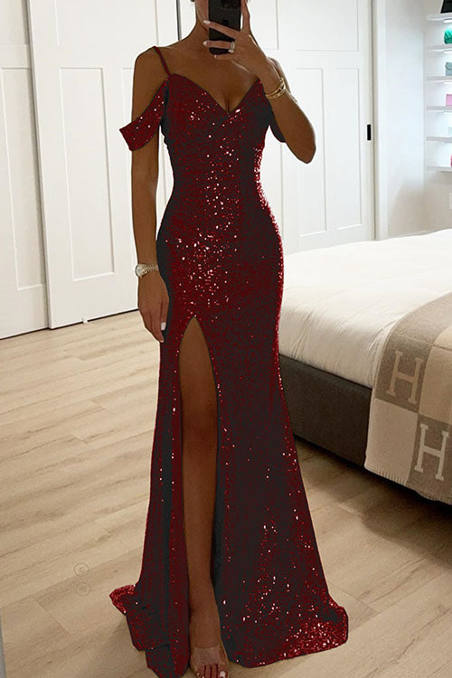 Rowangirl Suspender Sequin Slit Dress