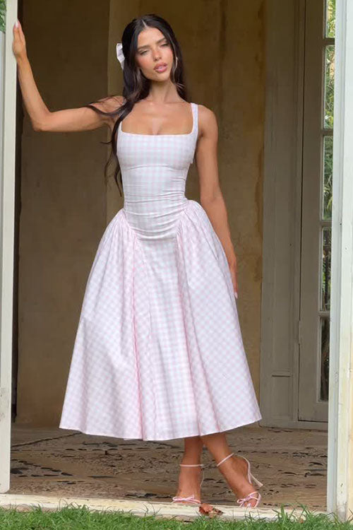 Rowangirl Elegant Plaid Dress With Suspenders