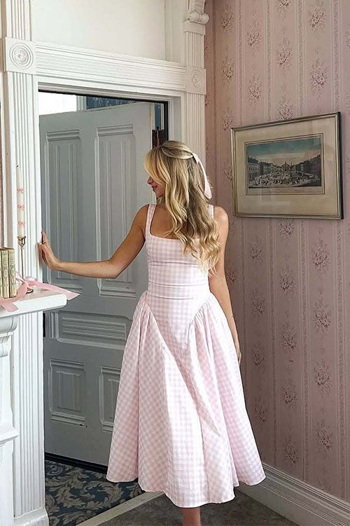 Rowangirl Elegant Plaid Dress With Suspenders