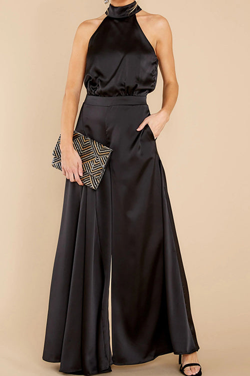 Rowangirl Solid Off Shoulder Halterneck Jumpsuit