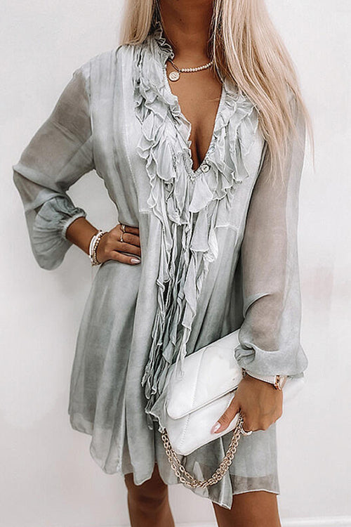 Rowangirl Athena Fashion Chic Ruffle Long Sleeve Dress