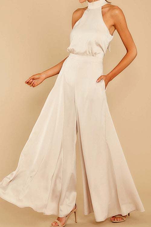 Rowangirl Solid Off Shoulder Halterneck Jumpsuit