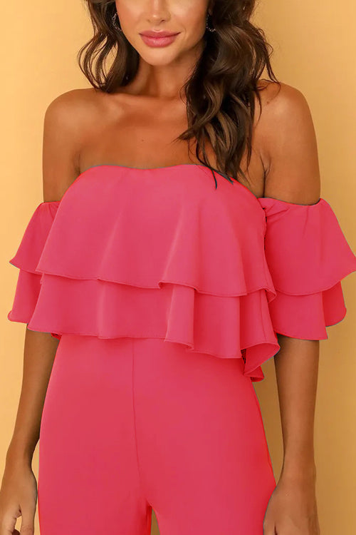 Rowangirl Boat Neck Ruffled Solid  Jumpsuit