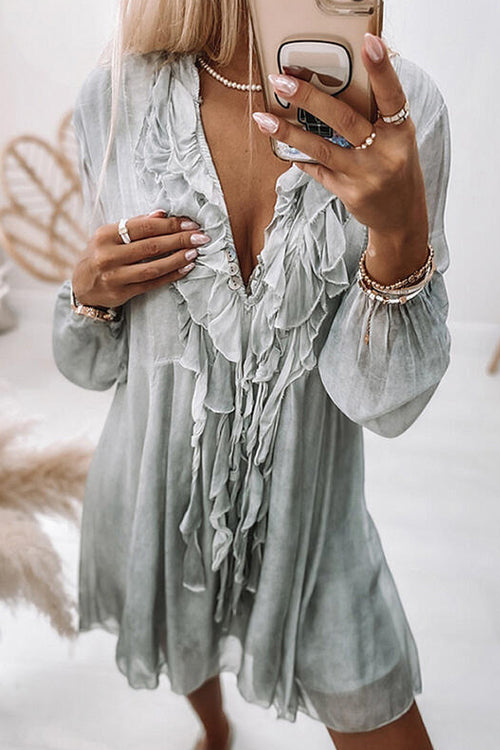 Rowangirl Athena Fashion Chic Ruffle Long Sleeve Dress