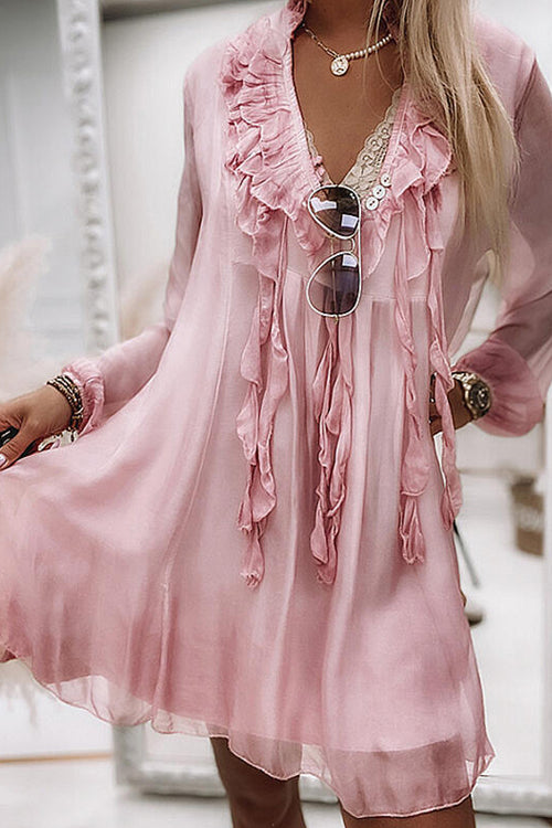 Rowangirl Athena Fashion Chic Ruffle Long Sleeve Dress