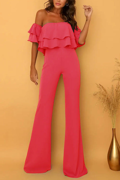 Rowangirl Boat Neck Ruffled Solid  Jumpsuit