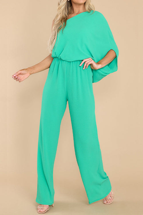 Rowangirl Loose Shoulder Asymmetric Fashion Casual Jumpsuit
