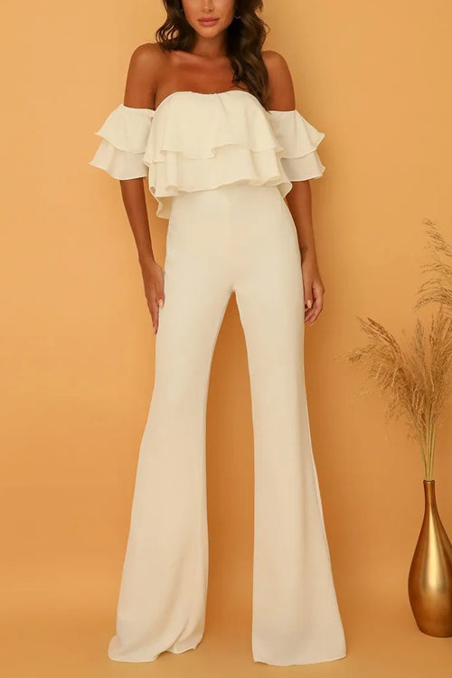 Rowangirl Boat Neck Ruffled Solid  Jumpsuit