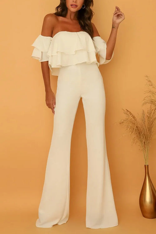 Rowangirl Boat Neck Ruffled Solid  Jumpsuit