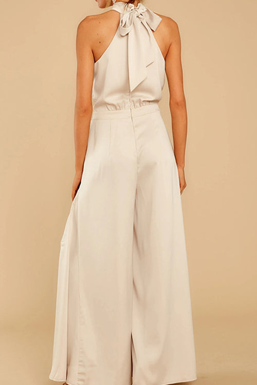 Rowangirl Solid Off Shoulder Halterneck Jumpsuit
