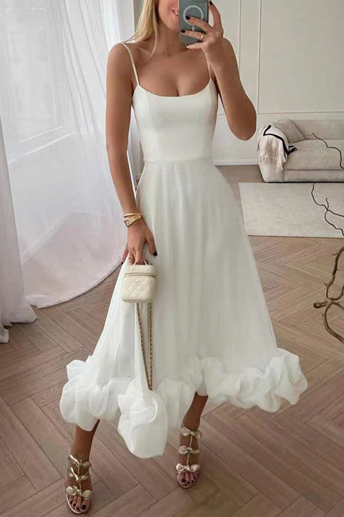 Rowangirl Chic Sling Large Three-Dimensional Flower Sleeveless Dress