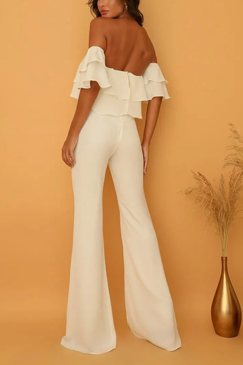 Rowangirl Boat Neck Ruffled Solid  Jumpsuit