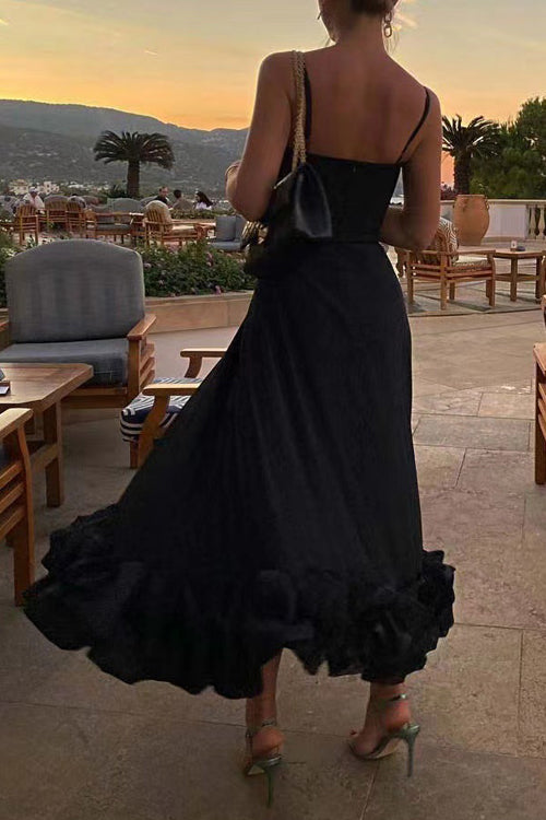 Rowangirl Chic Sling Large Three-Dimensional Flower Sleeveless Dress