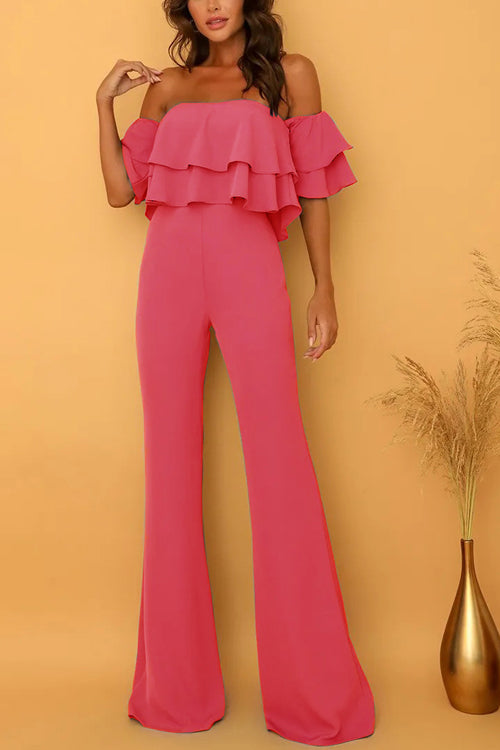 Rowangirl Boat Neck Ruffled Solid  Jumpsuit