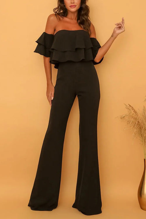Rowangirl Boat Neck Ruffled Solid  Jumpsuit