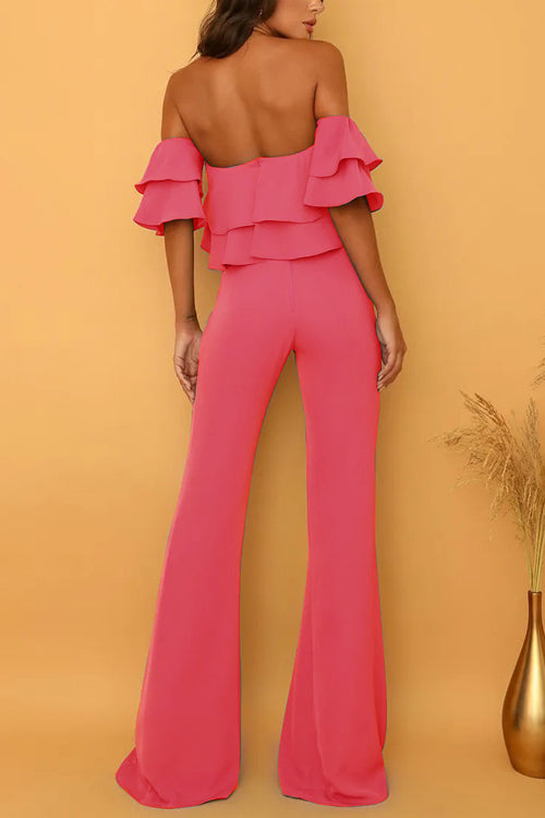 Rowangirl Boat Neck Ruffled Solid  Jumpsuit