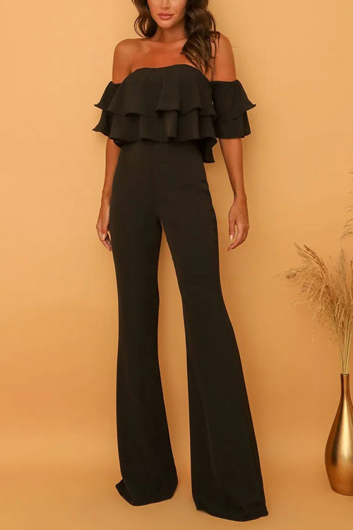 Rowangirl Boat Neck Ruffled Solid  Jumpsuit
