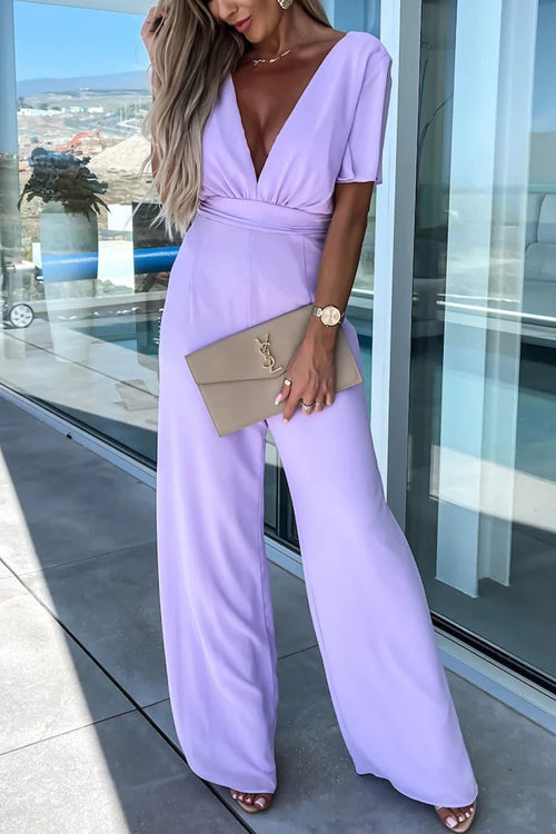 Rowangirl Holiday V-Neck Casual Short Sleeve Jumpsuit