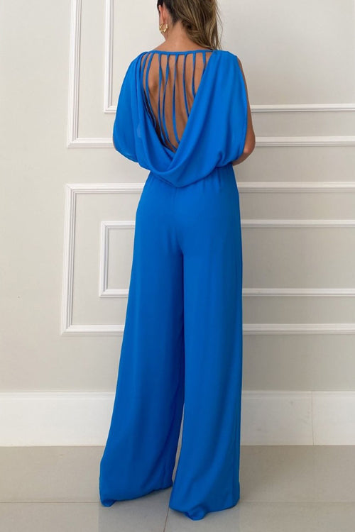 Rowangirl Open Back Elastic Waist Solid Relaxed Jumpsuit