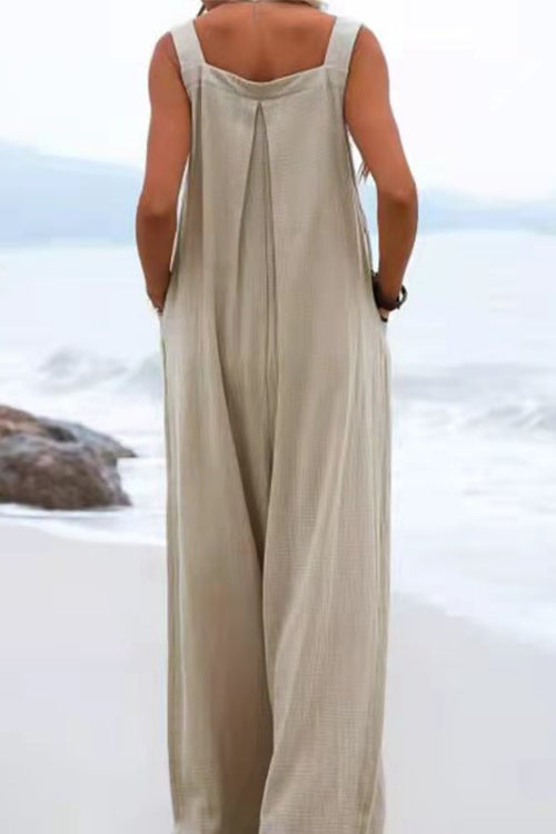 Rowangirl Fashion Solid Sling Off Shoulder Wide-Leg Jumpsuit