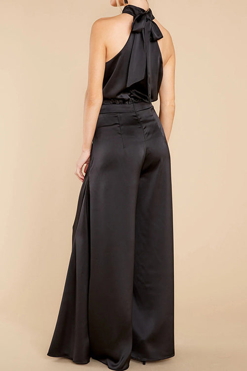 Rowangirl Solid Off Shoulder Halterneck Jumpsuit
