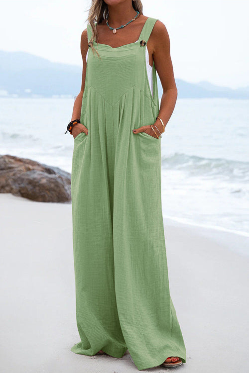 Rowangirl Fashion Solid Sling Off Shoulder Wide-Leg Jumpsuit